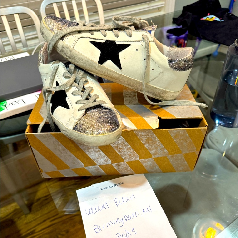 Golden goose superstars zebra glitter size 38